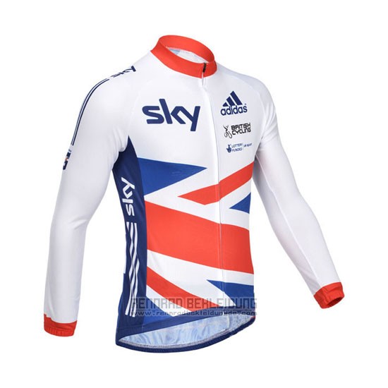 2013 Fahrradbekleidung Sky Champion Regno Unito Wei und Nosso Trikot Langarm und Tragerhose